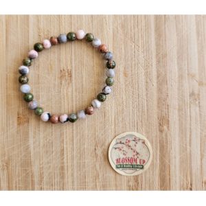 Armband Duo Flower Green Turkoois-Pink Zebra 6 mm.